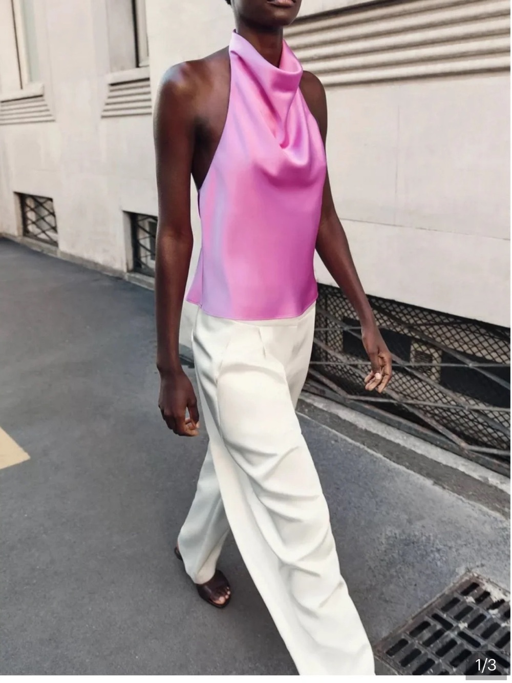 Zara Pink Cowl-Neck Halter Top